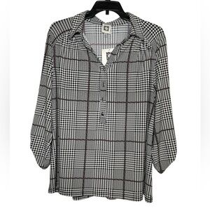 Anne Klein black printed blouse sz 1X